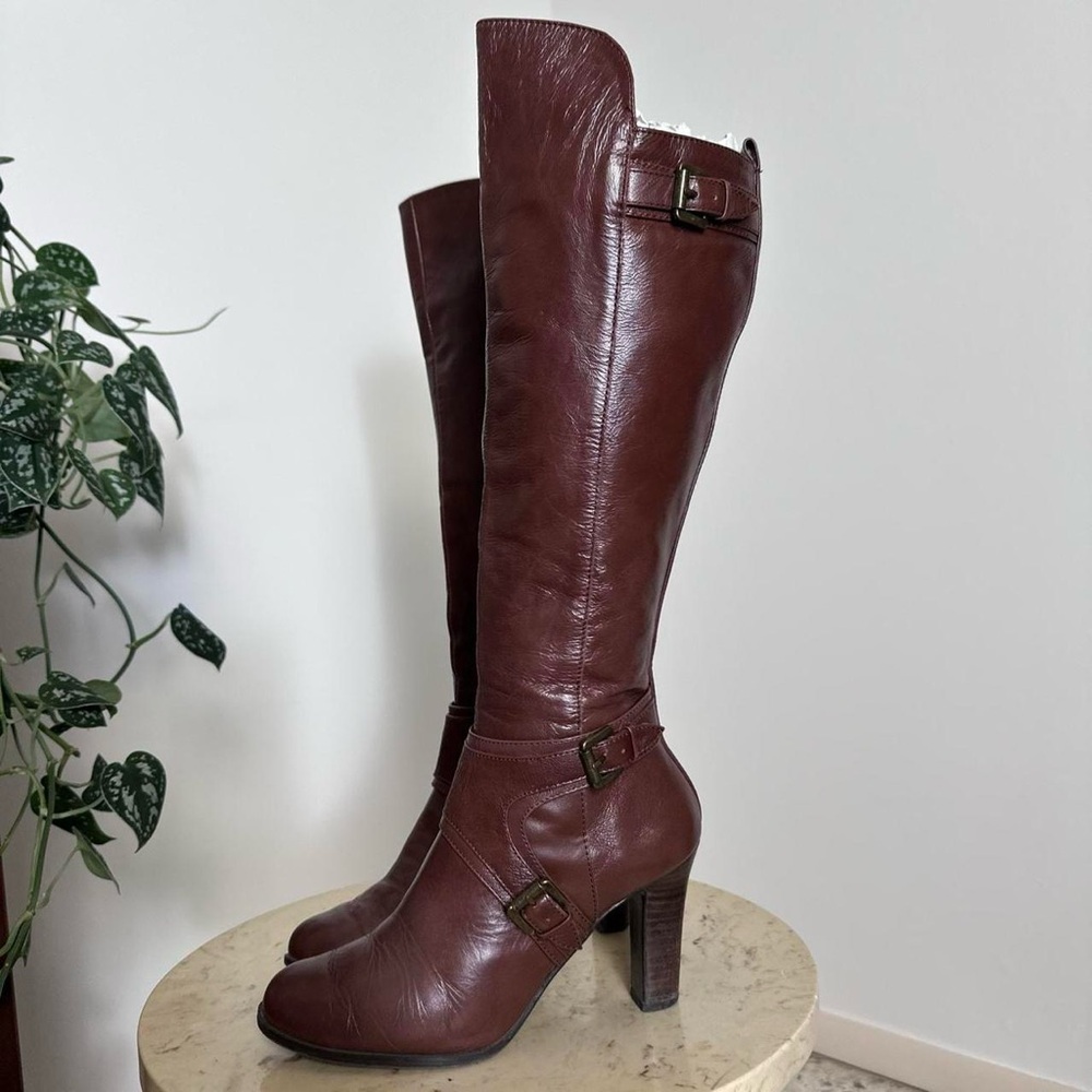 Vintage 90s 2000s knee high square rounded toe high heel boots Size 7